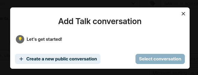 Nextcloud Talk prompt for adding or joining a conversation room.